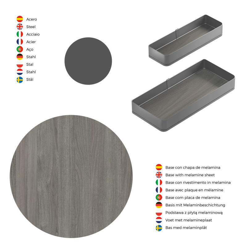Portabottiglie estraibile Harmony 150mm Emuca acciaio legno grigio