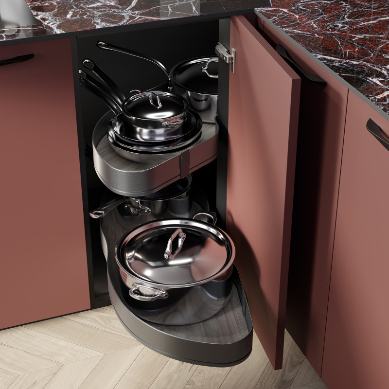 Carrello estraibile Harmony 300mm Emuca acciaio legno grigio cucina