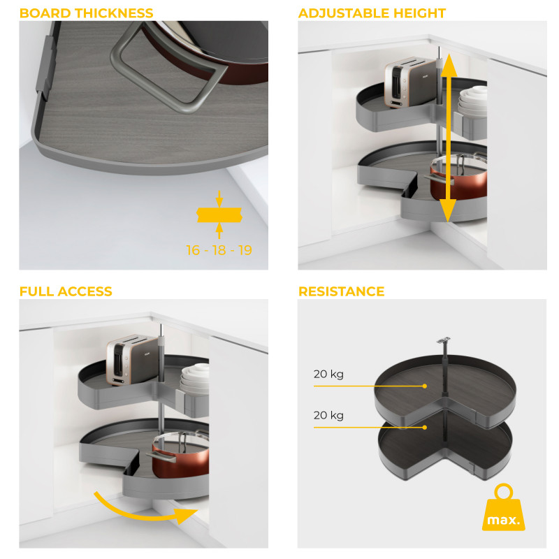 Carrello estraibile con cestelli Harmony 300mm acciaio cucina soft close