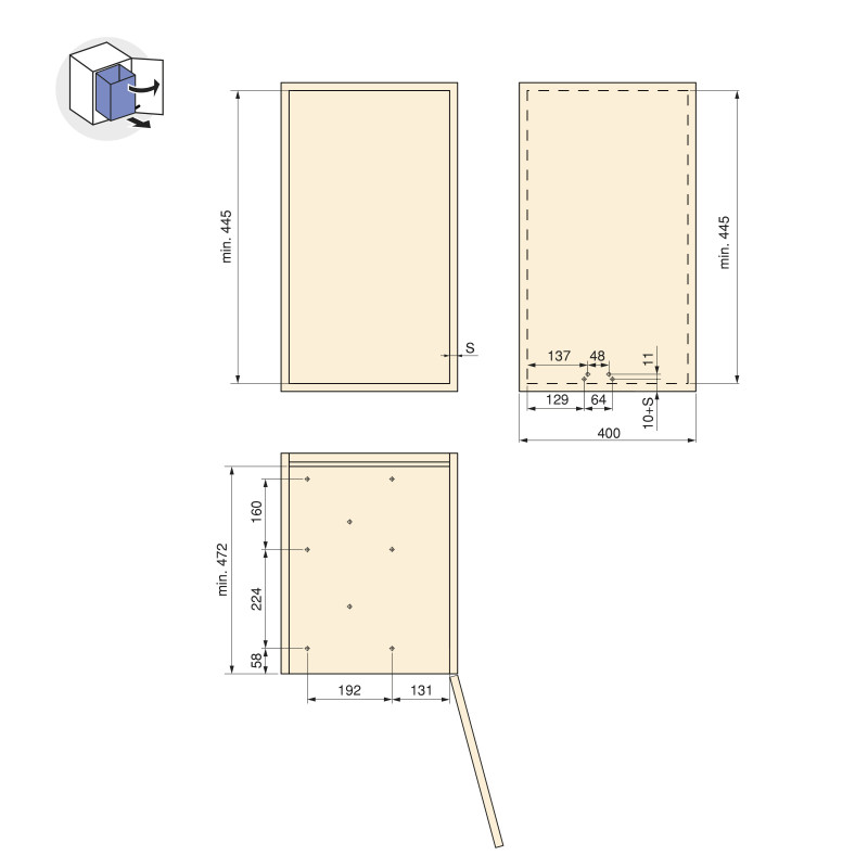 Fondo sottolavello Emuca M90 867x580mm grigio tagliabile cucina