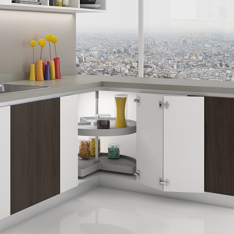 Pattumiere per raccolta differenziata per cucina, 3 x 10L, fissaggio inferiore, estrazione automatica, Acciaio e Tecnoplas