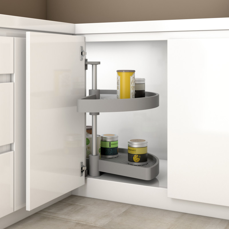 Set di piatti girevoli 3/4 Shelvo, per modulo da 800 mm, Tecnoplastica e Alluminio, Grigia