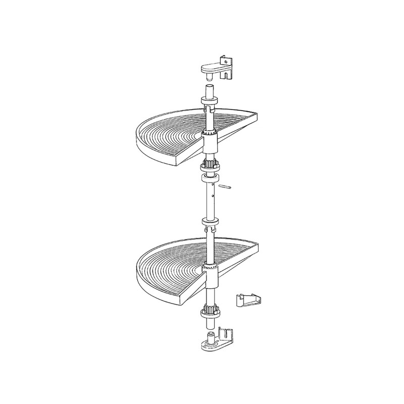 Set di piatti girevoli 3/4 Shelvo, per modulo da 800 mm, Tecnoplastica e Alluminio, Grigia