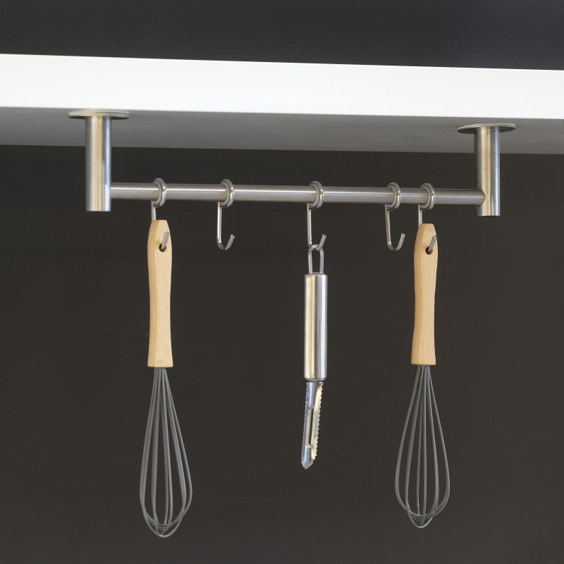 Portabicchieri per mobili a 4 linee, lunghezza 280 mm, Acciaio, Cromato lucido