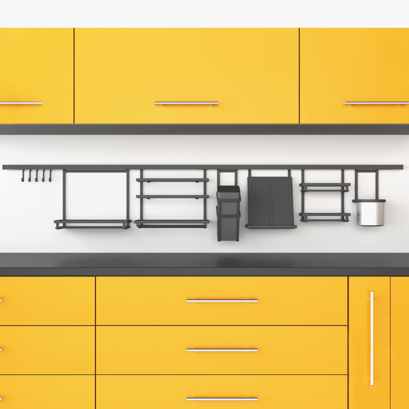 Lotto di 2 Zoccolo da cucina Plasline con accessori, altezza 100 mm, 2 barre lunghezza 2,35 m, Tecnoplastica, Nera
