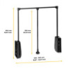 Appendiabiti per armadio Hang, larghezza regolabile 600-830 mm, Acciaio e Tecnoplastica, Cromato lucido
