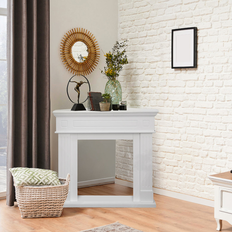 Cornice per Camino ad Angolo in Legno Bianco – Ford