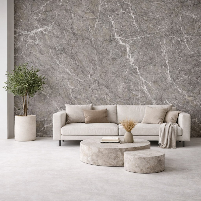 Pannello PVC Effetto Marmo Grigio 120x60 Set 6 Pz