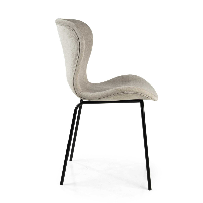 Sedia Tibalda Tessuto Sabbia Struttura Metallo Cm 48x55h46,5/82,5