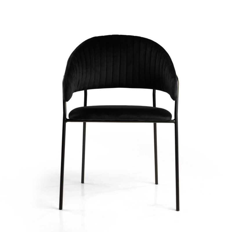 Poltrona Velluto Chloe Nero Struttura Nero Cm 59x51h49/83,5