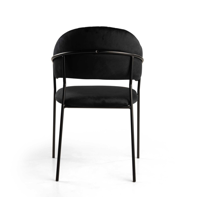 Poltrona Velluto Chloe Nero Struttura Nero Cm 59x51h49/83,5