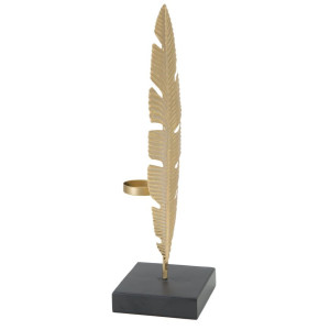 Zoom Scultura Foglia Con Porta Candela Glam cm 10x10x34