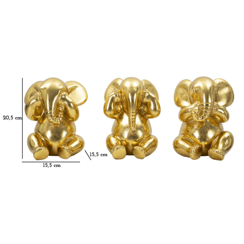 Elefante Non Vedo/non Sento/ Non Parlo Set 3 Pz cm ø 15,5x20,5