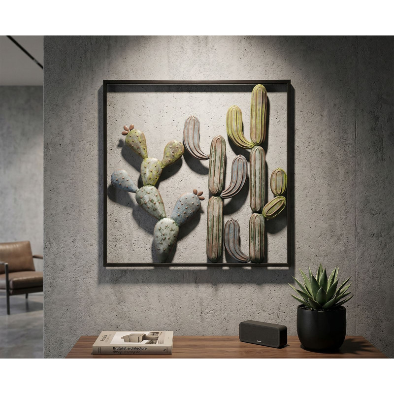 Pannelo In Ferro Cactus-frame -c- cm 50x1,3x50