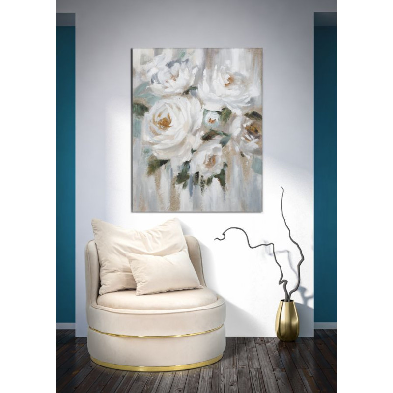 Dipinto Su Tela Crem Flower cm 80x3,7x100