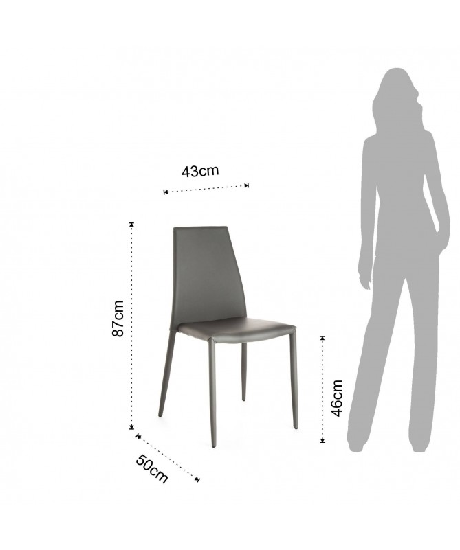 Sedia Lion in pelle ecologica - set da 4 grigio