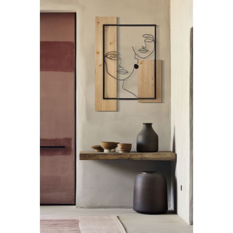 Pannello Da Muro Faces Ferro E Wood cm 63x2x90