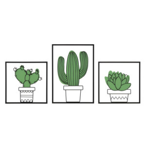 Pannello Da Muro Cactus Set 3pz 33x1,3x46,5-33x1,3x33