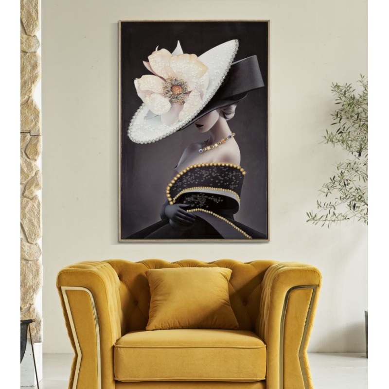 Dipinto Su Tela Laccato Wien Hat -b- Con Cornice cm 62x4x92