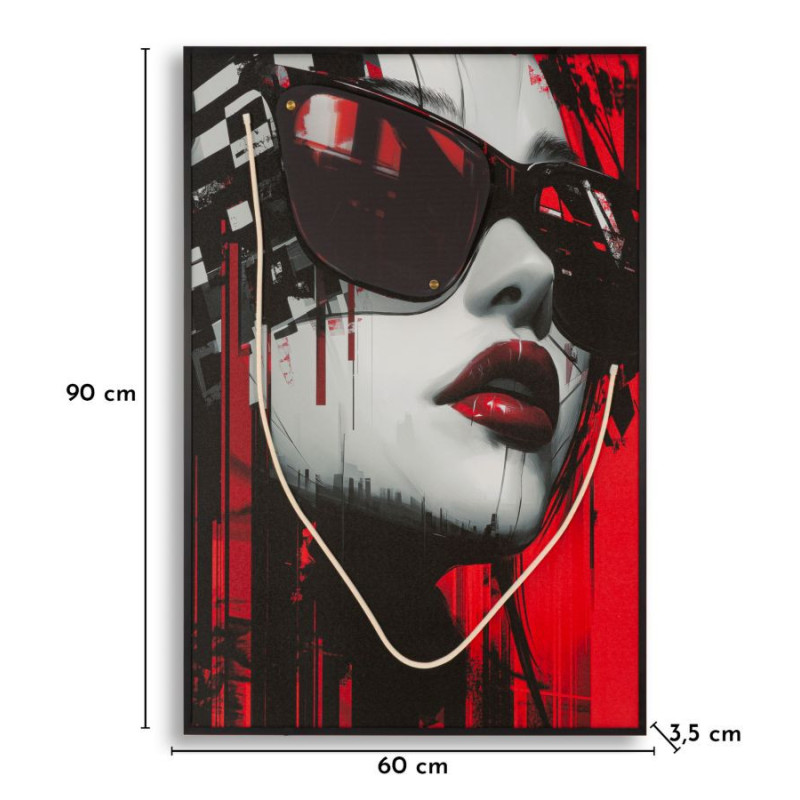 Stampa Con Led Su Tela Psyco -a- cm 60x3,5x90 (applicazione 3d Acrilico)