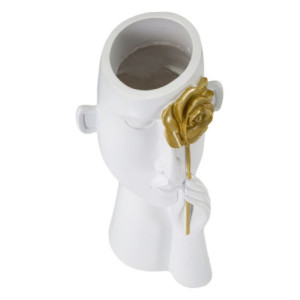 Zoom Vaso Face Con Fiore cm 14x13x27