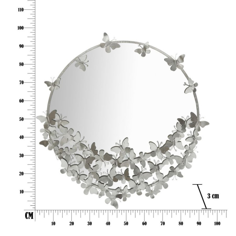 Specchio Farfalle Round Silver cm ø 91x3x94