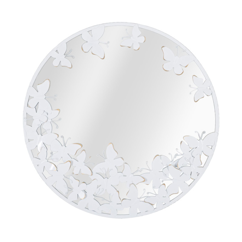 Specchio Rotondo White Butterfly cm 62,5x2,3