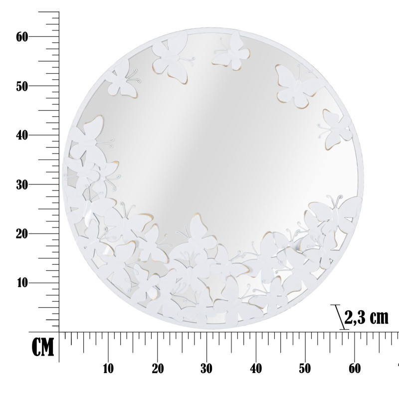 Specchio Rotondo White Butterfly cm 62,5x2,3