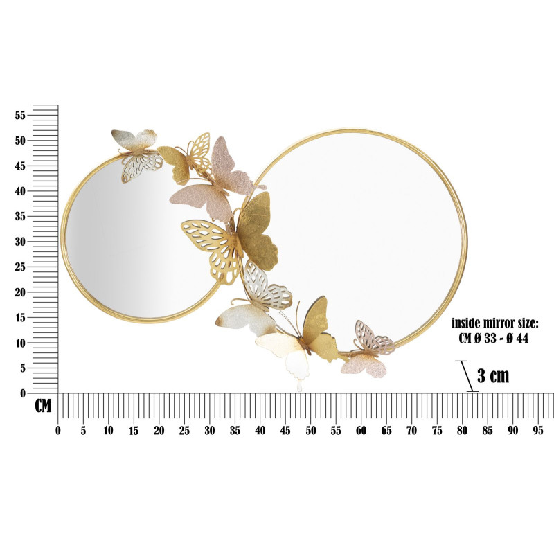 Specchio Da Muro Double Farfalle Pink cm 81x3x52,5
