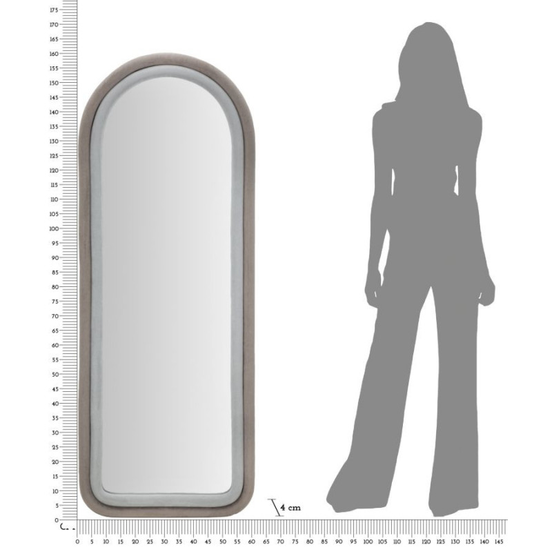 Specchio Da Muro Cloe Velluto Grigio cm 60x4x160