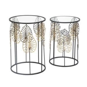 Zoom Tavolinetti Foglie Glam Coppia cm ø 38x55-33x50