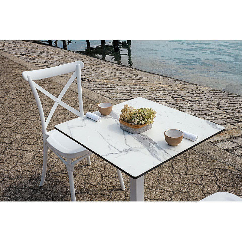 Piano tavolo HPL 70x70 rilievo legno Moia resistente outdoor