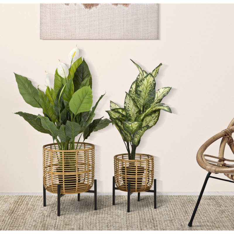 Portavasi coppia i Rattan Coppia 47 cm | levante shop
