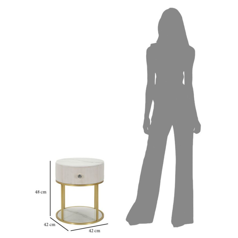 Comodino Montpellier Crema cm ø 42x48