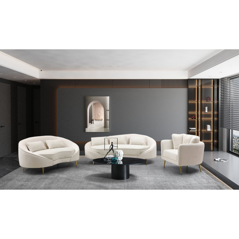 Divano 3 Posti Oslo Con Cuscini Crema cm 185x84x68