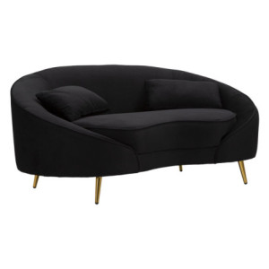 Divanetto 2 Posti Oslo Con Cuscini Nero cm 148x84x68