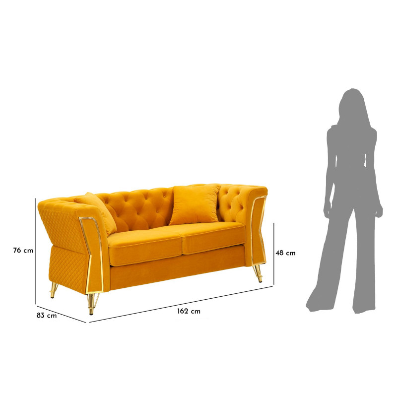 Divano Emy Senape Con Cuscini cm 162x83x76