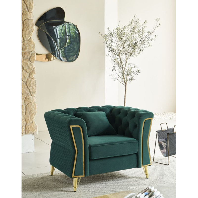 Poltrona Emy Verde Con Cuscino cm 104x83x76