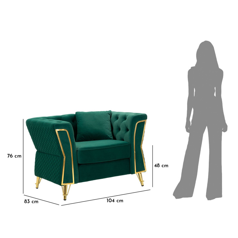 Poltrona Emy Verde Con Cuscino cm 104x83x76