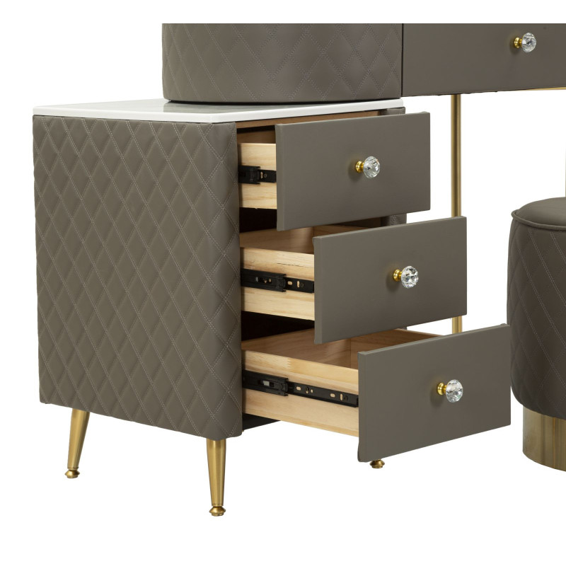 Toeletta Sharon Grigia Con Puff cm 120x40x75 (misura Puff ø36x39)