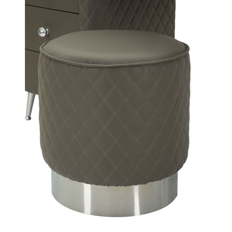 Toeletta Sharon Grigia Con Puff Gambe Argento cm 120x40x75 (misura Puff ø36x39)