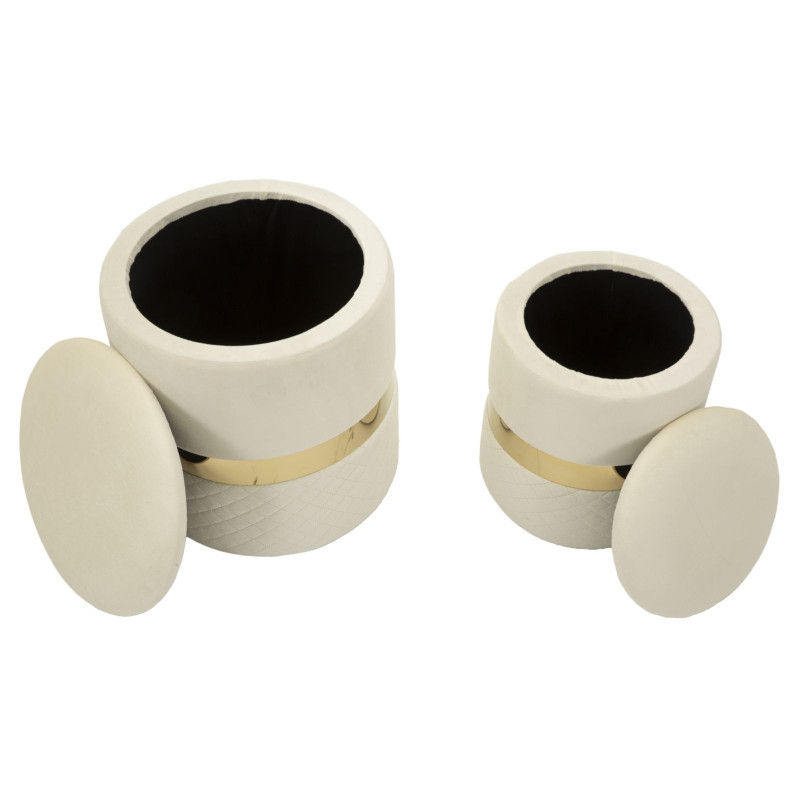 Puff Con Contenitore Sheffild Crema Set 2 Pz cm ø 37x42-28x35