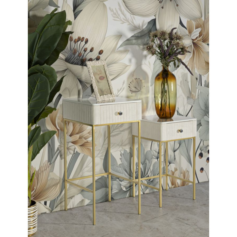 Tavolinetti Alti Wedding Quadrati Set 2 Pz cm ø 45x90-40x70