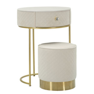 Zoom Comodino/toletta Con Puff Vellit Crema cm ø 52x70 - ø 36x39