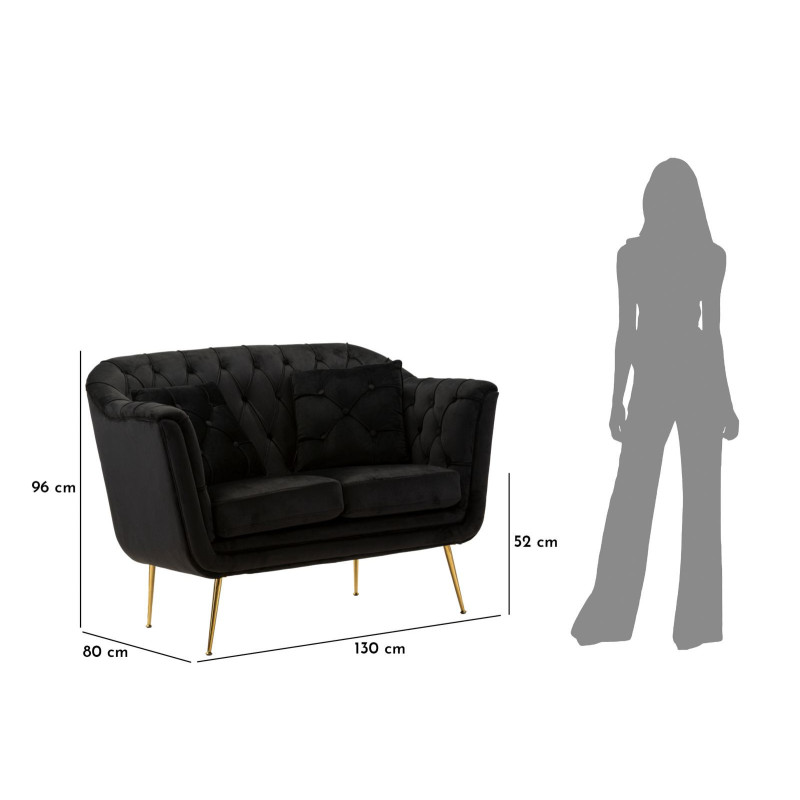 Divanetto Budapest Nero Con Cuscini cm 130x83x91