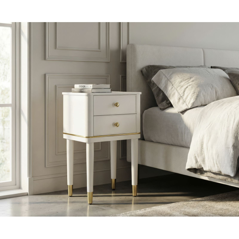 Comodino Camille Bianco cm 40x30x71