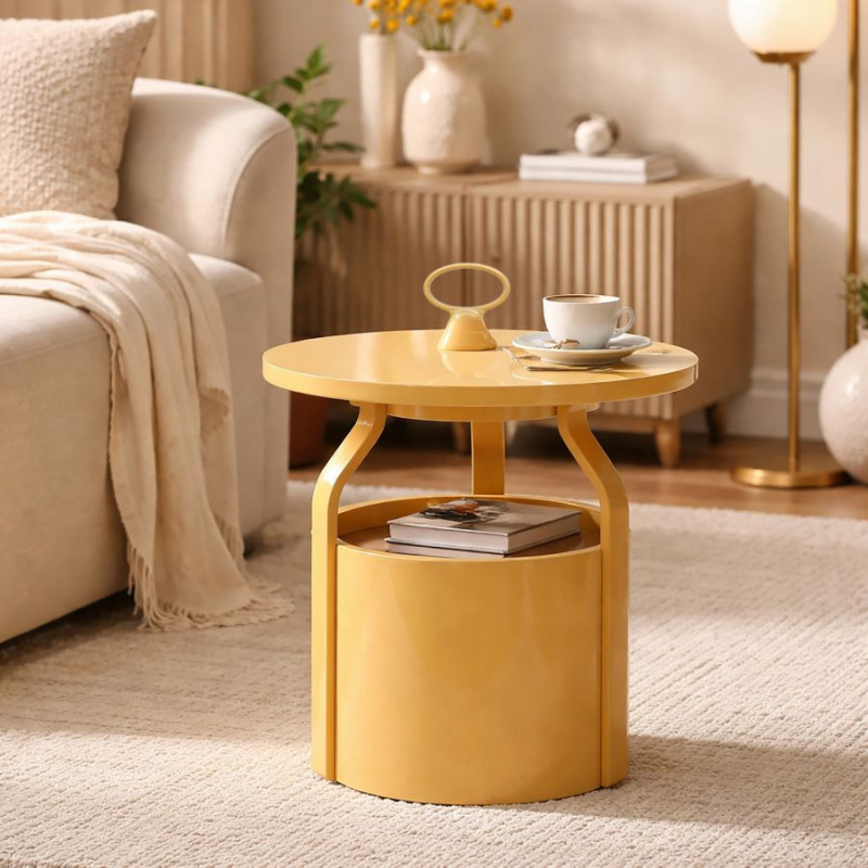 Tavolinetto Porta Giornali Iris Crema cm ø 44x43