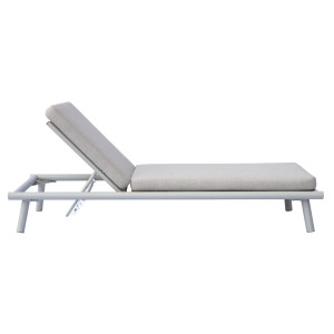 Zoom Lettino Taormina Alluminio Creta E Cuscino Idrorepellente Beige Moia