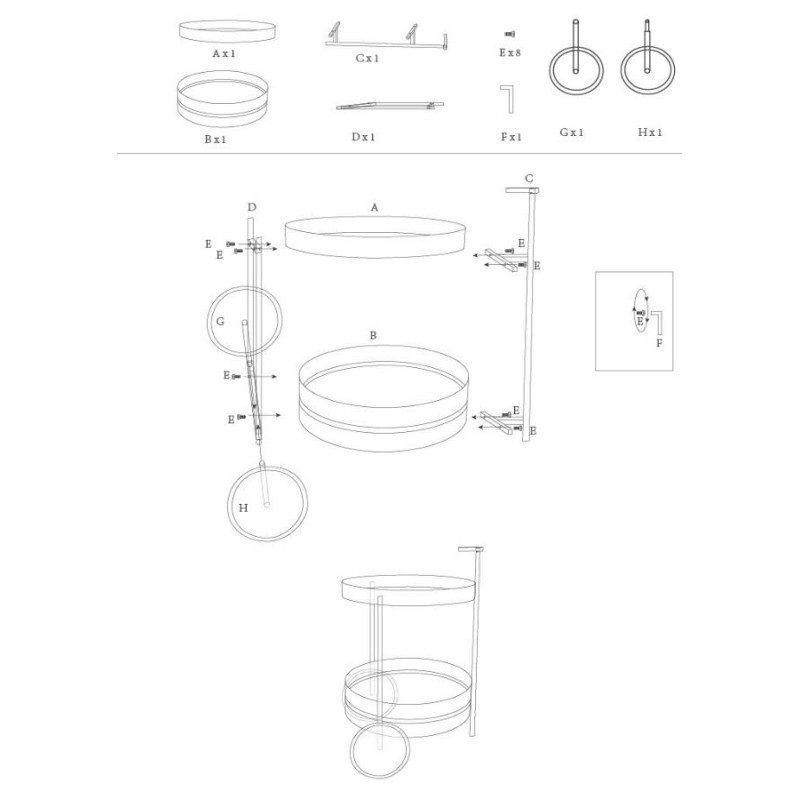 Carrello Saturno Tortora cm 40x49,5x61