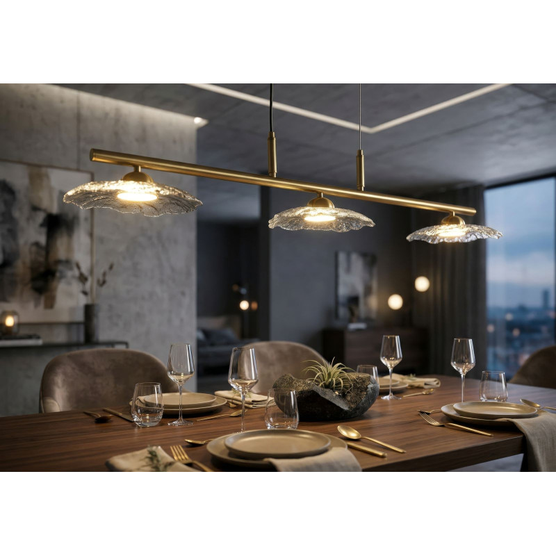 Lampadelle Ario Emily 3 Luci Vetro Grigio cm 100x24x18